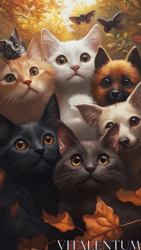 Five Beloved Cats Gather in Warm Autumn Light