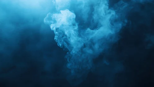 Abstract blue smoke swirling on a dark background, moody style.