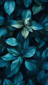 Overhead view presents dense foliage with cool-toned leaves