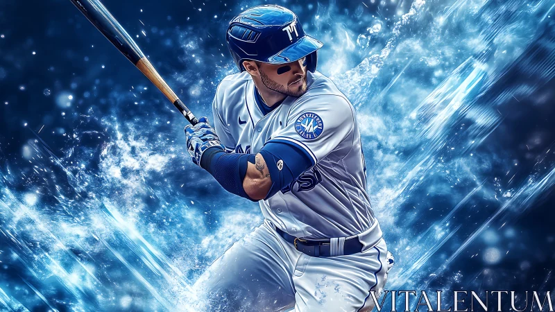 Dynamic digital portrait of baseball batter in mid-swing motion