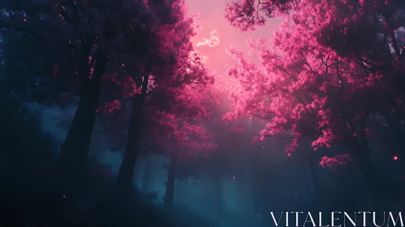 Glowing Pink Forest: A Magical Journey Through Enchanted Woods.