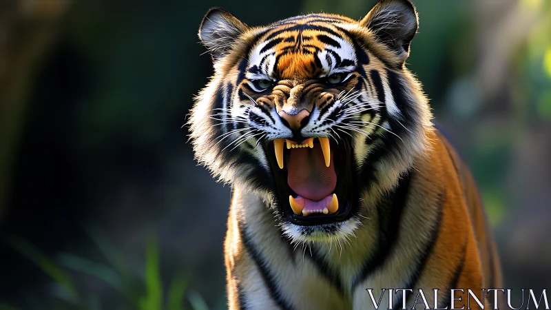 Roaring tiger captured in ultra-sharp photorealistic focus