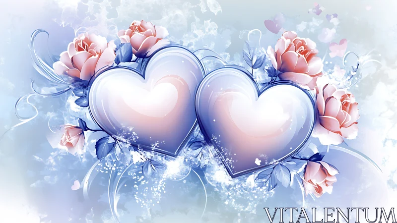 Dual Luminous Hearts with Floral Surround and Gradient Transparency