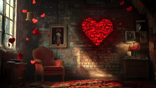 Romantic Heart-Filled Room Glows with Love