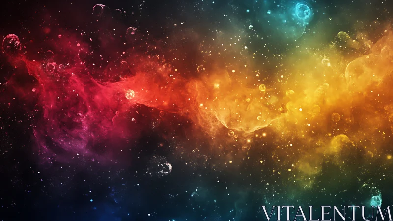 Multicolor interstellar nebula band with dust clouds and stars