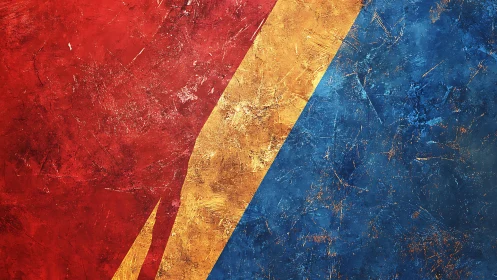 Triad of bold colors carving lightning through texture.