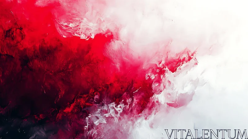Vivid Abstract Red and White Paint Swirl in Modern Art Style.