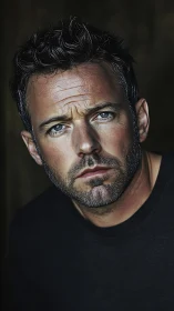 Intense bearded man in dramatic low key portrait lighting.