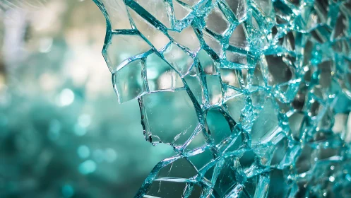 Shattered turquoise glass weaving a mosaic of frozen sparks.