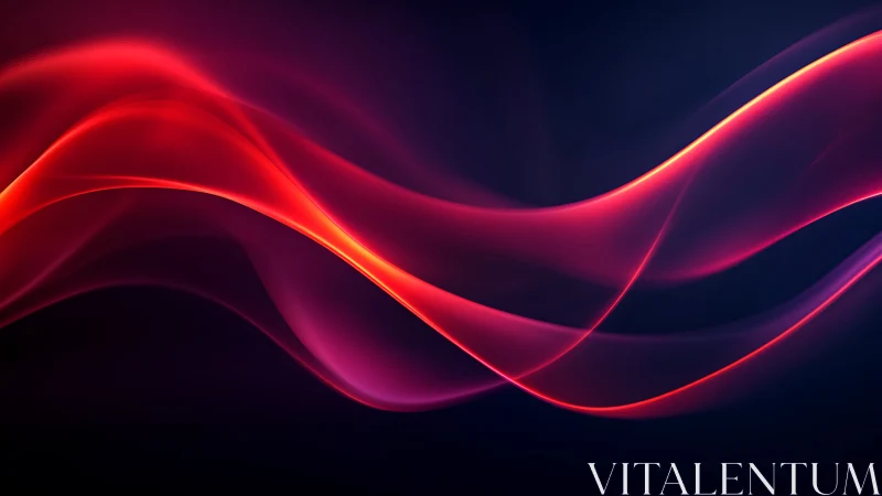 Glowing crimson light waves drift gently across deep space