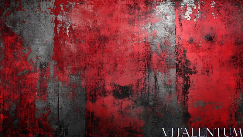 Dramatic Red and Black Abstract Textured Wall Painting.