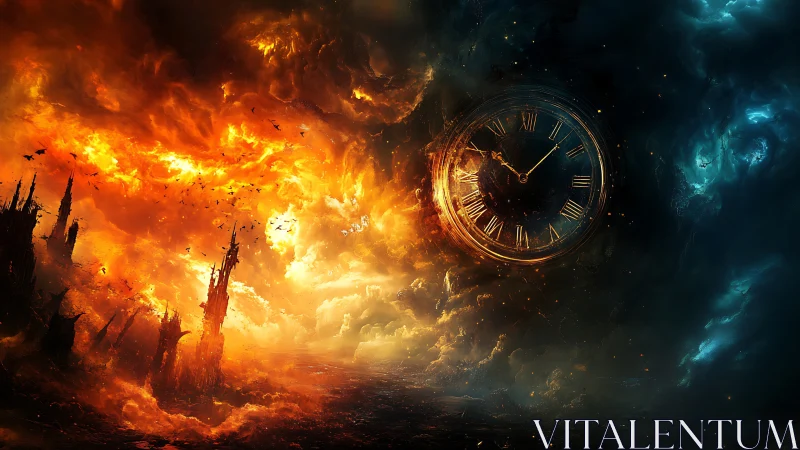 Clock of burning skies and drowning midnight storms.