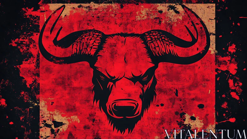 Bold buffalo emblem glowing in gritty red and black art.
