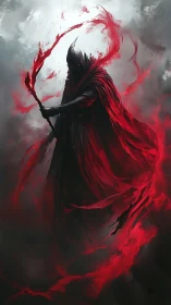 Dark warlock commands swirling red infernal magic.