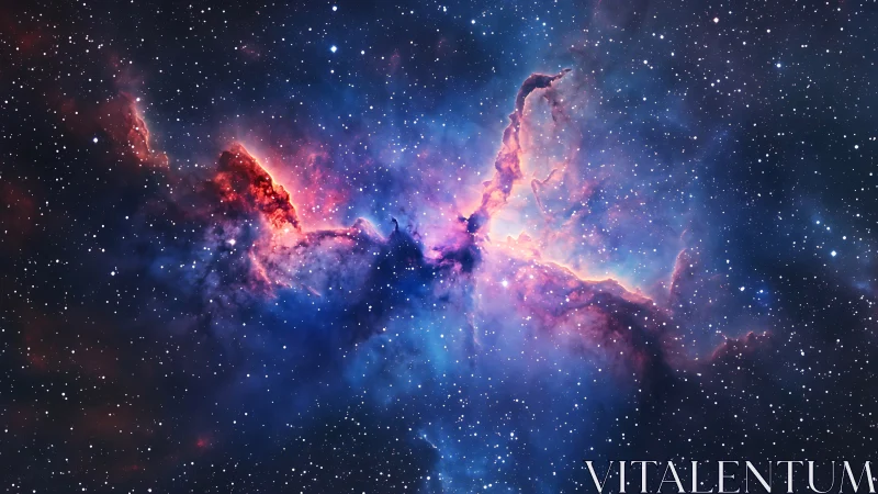 Colorful nebula cloud structure across dense star field.