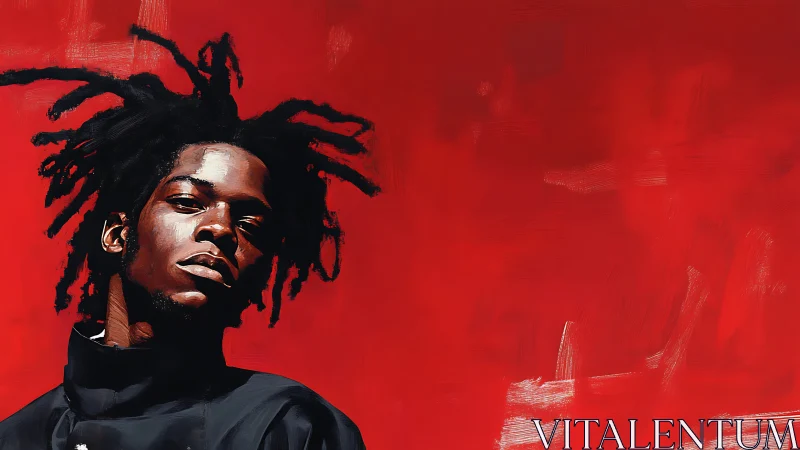 Bold portrait of defiant youth set against vivid red void