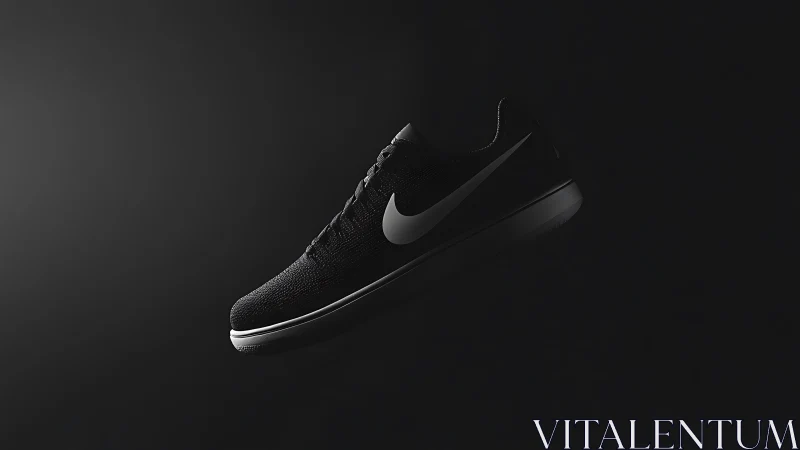 Monochrome athletic sneaker isolated in low key lateral studio lighting