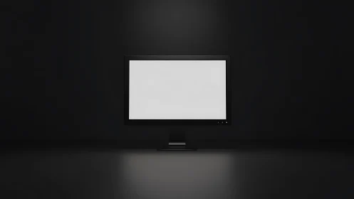 Minimalist black desk monitor glowing with quiet focus.