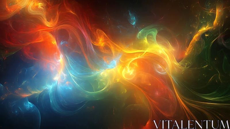 Colorful fractal light streams intertwine across dark space