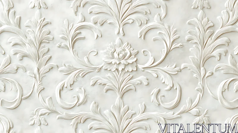 Baroque floral plaster relief with ornate scrolling leaves.