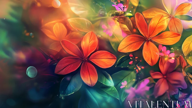 Chromatic Floral Composite: Translucent Petals with Volumetric Bokeh Depth.