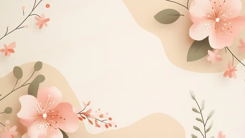 Layered Floral Composition with Organic Geometry and Soft Palette.