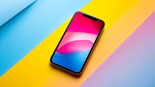 Modern smartphone displaying vibrant gradient wallpaper.