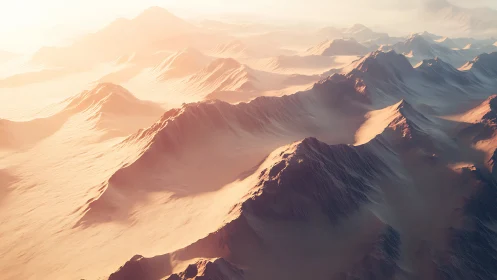 Sunlit desert ridges drifting into a dreamy horizon.