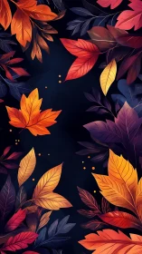 Cozy autumn leaves drifting gently over a deep night sky.