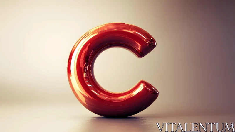 Glossy red 3D letter C on neutral background, modern digital art. Glossy red 3D letter C on neutral background, modern digital art.