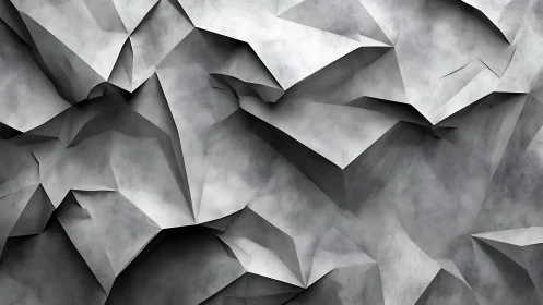 Abstract geometric mountain pattern in grayscale digital style.