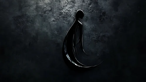 Gentle shadow figure resting in a quiet crescent glow.