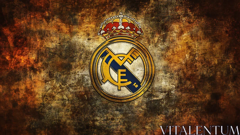 Bold football crest glows against weathered grunge backdrop