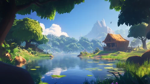 Tranquil Valley Where Mountain Peaks Frame a Storybook Sanctuary