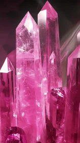 Glowing pink crystal towers in a dreamy mineral garden.