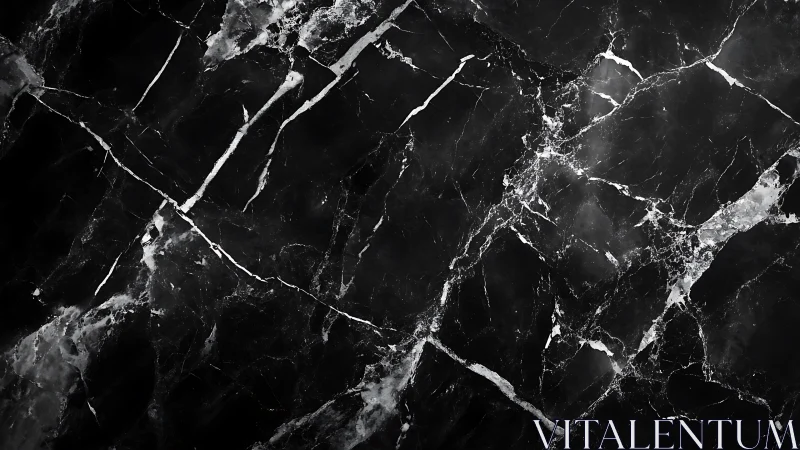 Black marble surface with bold white veining pattern.