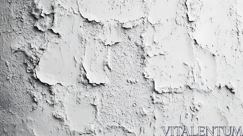 Close-up surface view of cracked white peeling wall paint.