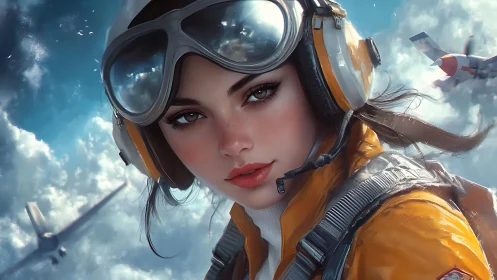 Aviation portrait renders pilot in detailed headset and visor lighting