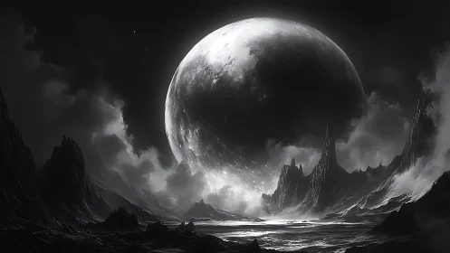 Moonrise carves a silver portal above the jagged abyss