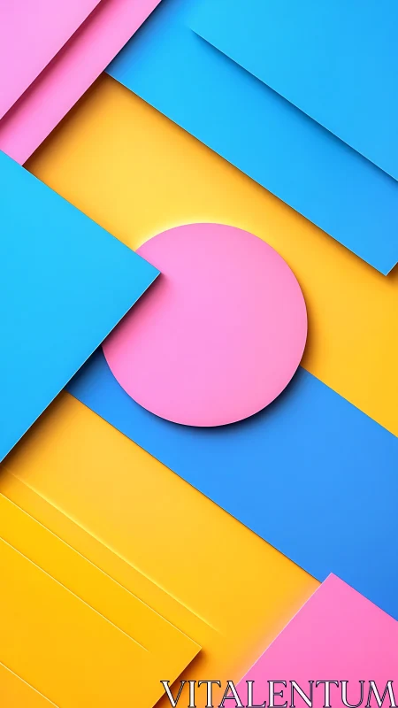 Candy geometry collides in playful pink, blue and gold layers.