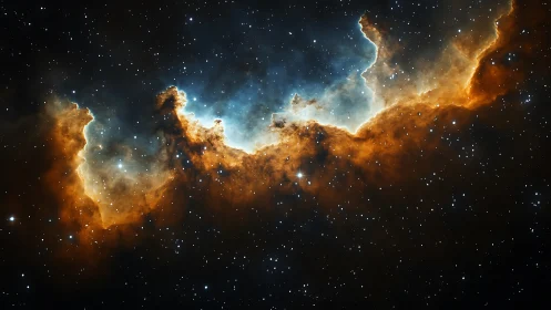 Stellar nebula ridge glows in deep space with vivid colors.