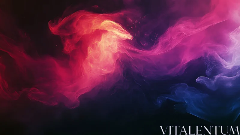 Colored gaseous forms in dark abstract digital composition.