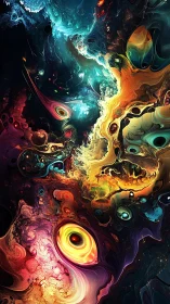 Cosmic nebula vortex swirls around molten luminous cores