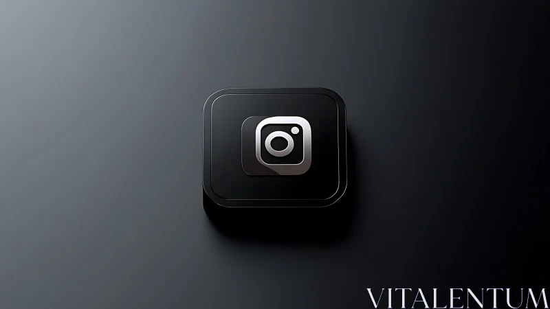3D Camera Icon Design on Dark Background.