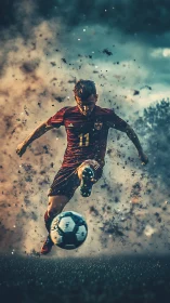 Midfield comet charges forward, shredding stormlit turf