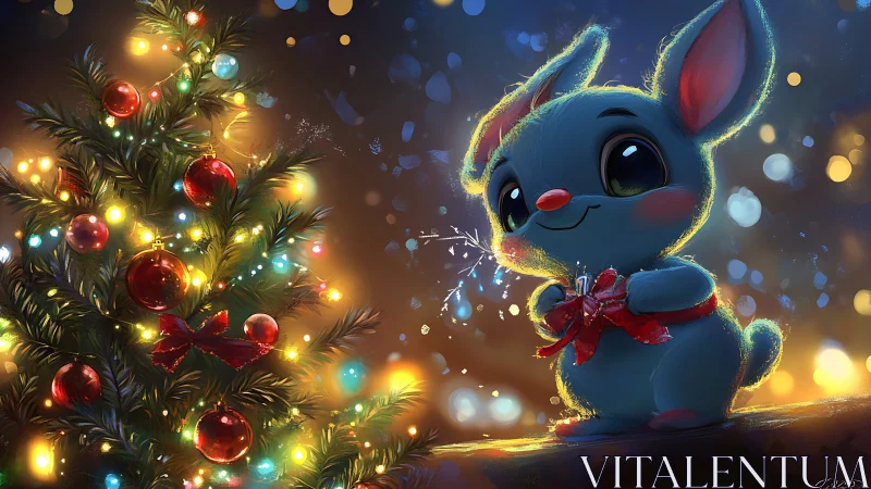 Little blue bunny shares a cozy, sparkling Christmas wish