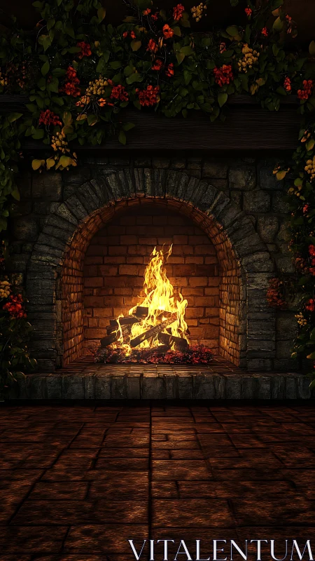 Dancing Flames by Stone: Autumn's Cozy Embrace.