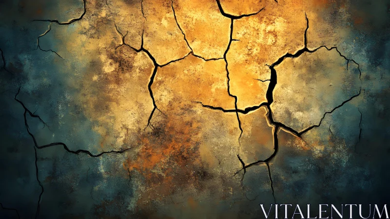 Cracked Earth Texture in Abstract Artistic Style with Warm Tones.