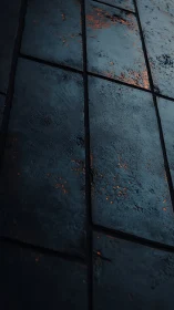 Moody concrete tiles glow with subtle industrial warmth