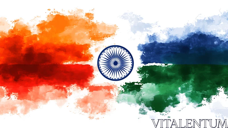 Indian tricolor flag motif in abstract watercolor style.